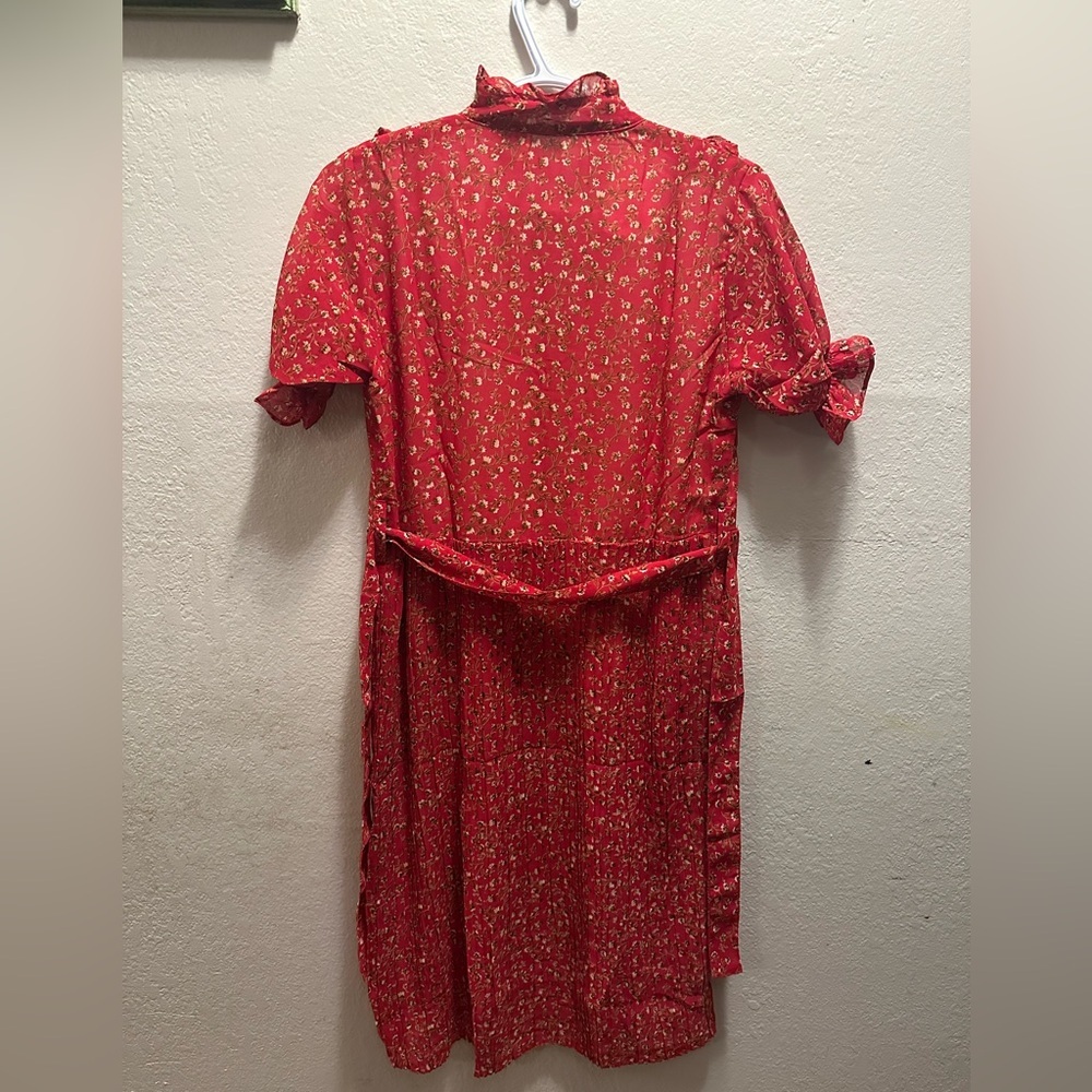 Red Floral Ruffle Dress - Picture 5 of 8